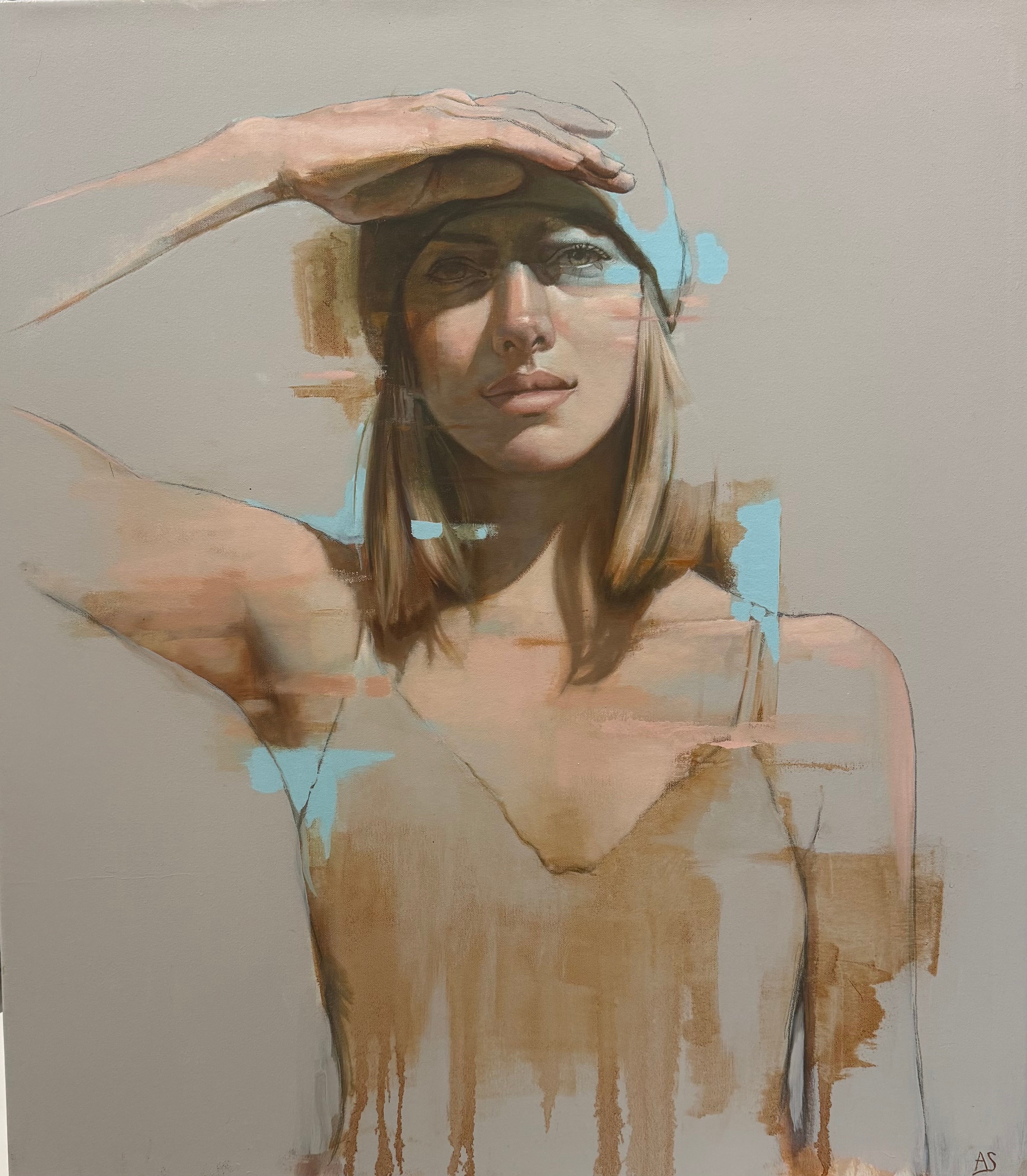 Artistic depiction of a woman with abstract elements