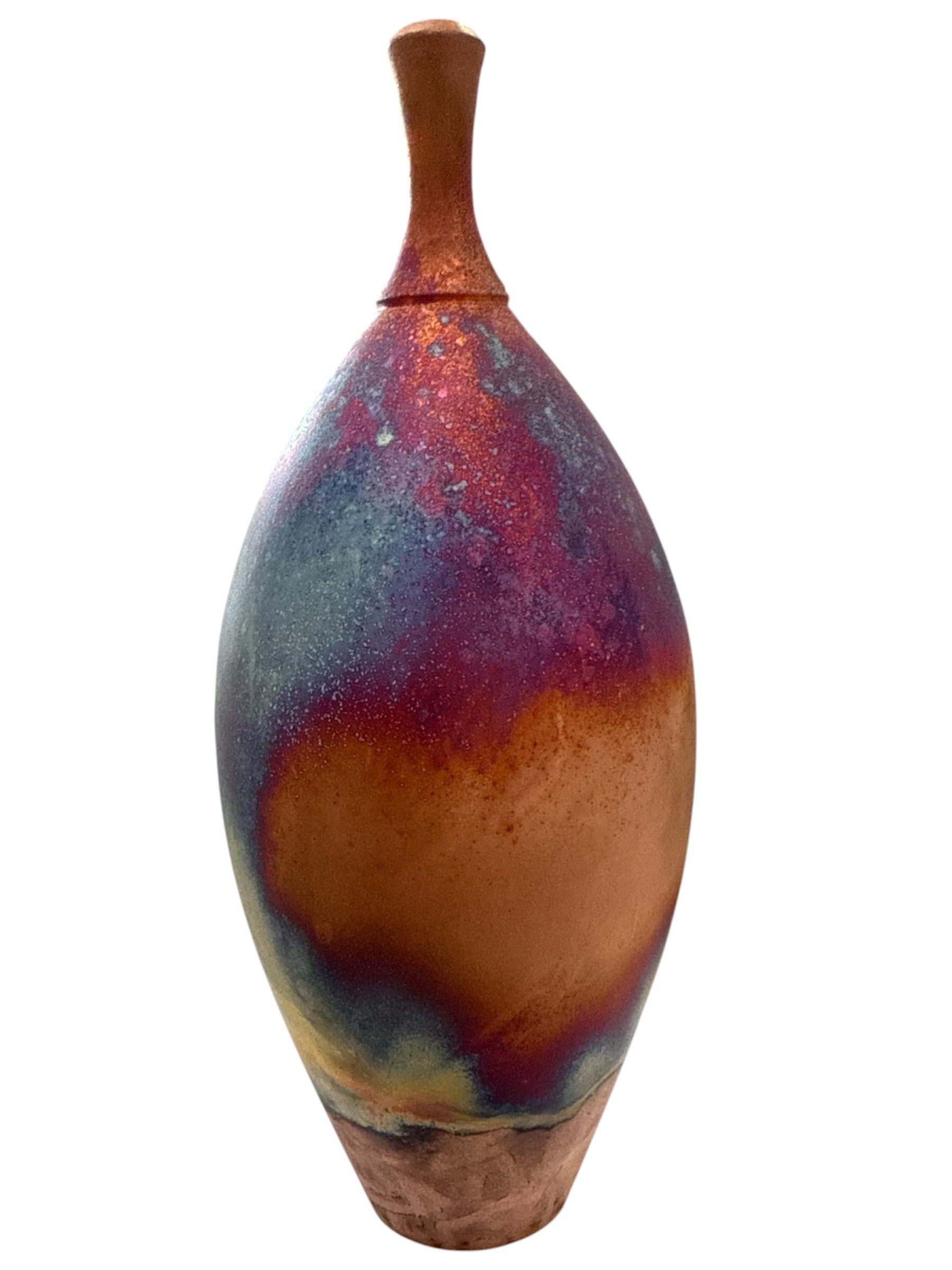 Tall Copper Raku Vessel