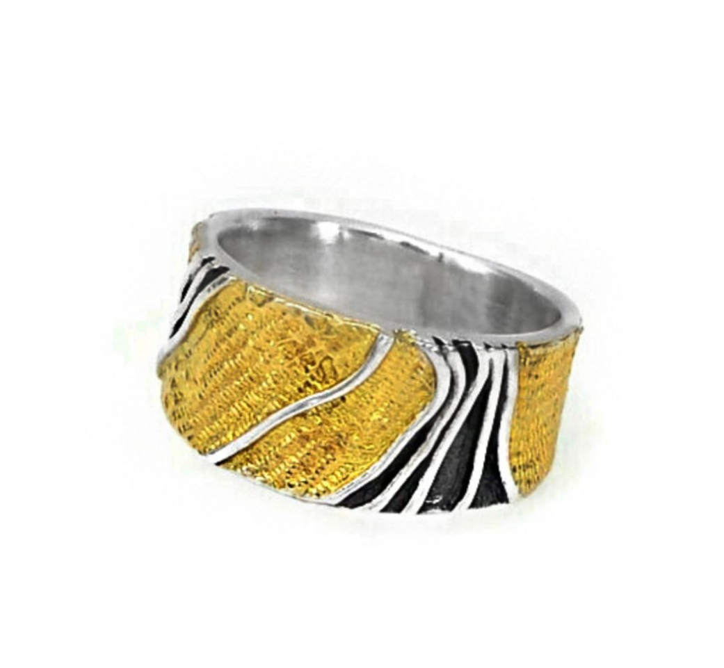 Eva Stone Textured Gold Vermeil Statement Ring in Sterling Silver