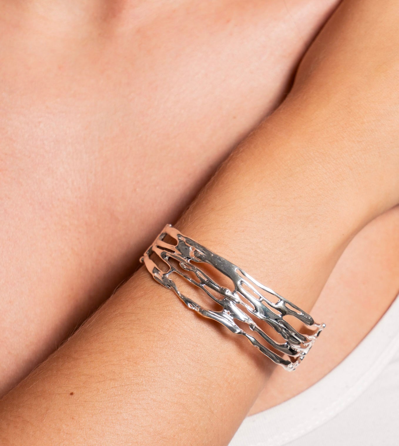 Organic Sterling Silver Hinged Bangle