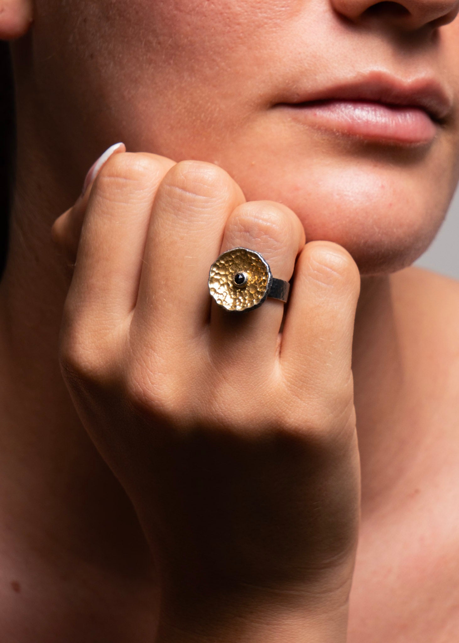 Eva Stone Sculptural Black Diamond Ring