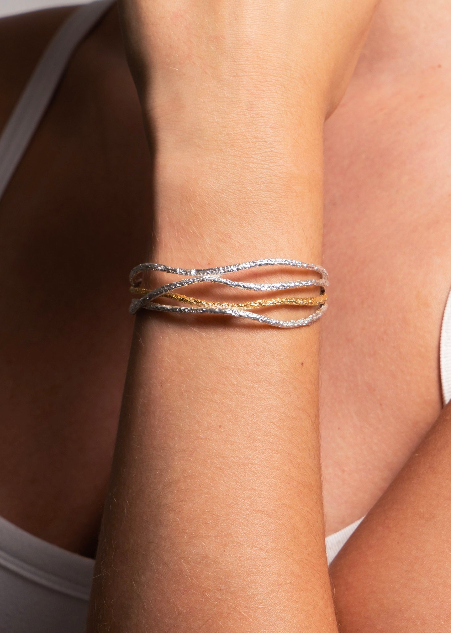 Sterling Silver & Gold Vermeil Open Cuff Bracelet