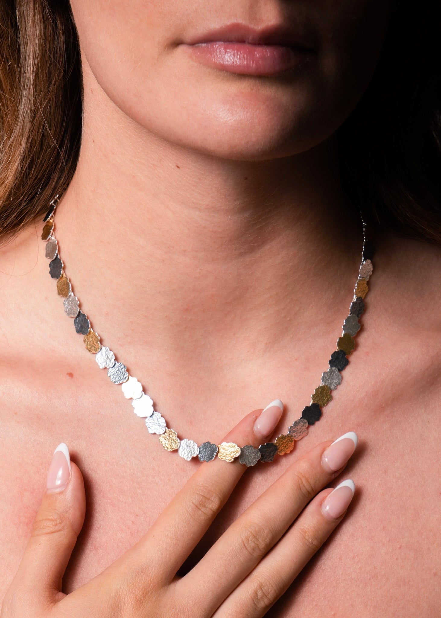 Textured Silver & Gold Vermeil Necklace