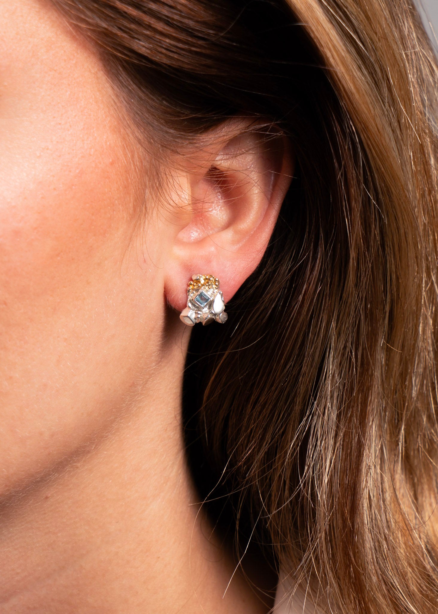 Eva Stone Blue Topaz Sterling Silver & Gold Vermeil Earrings