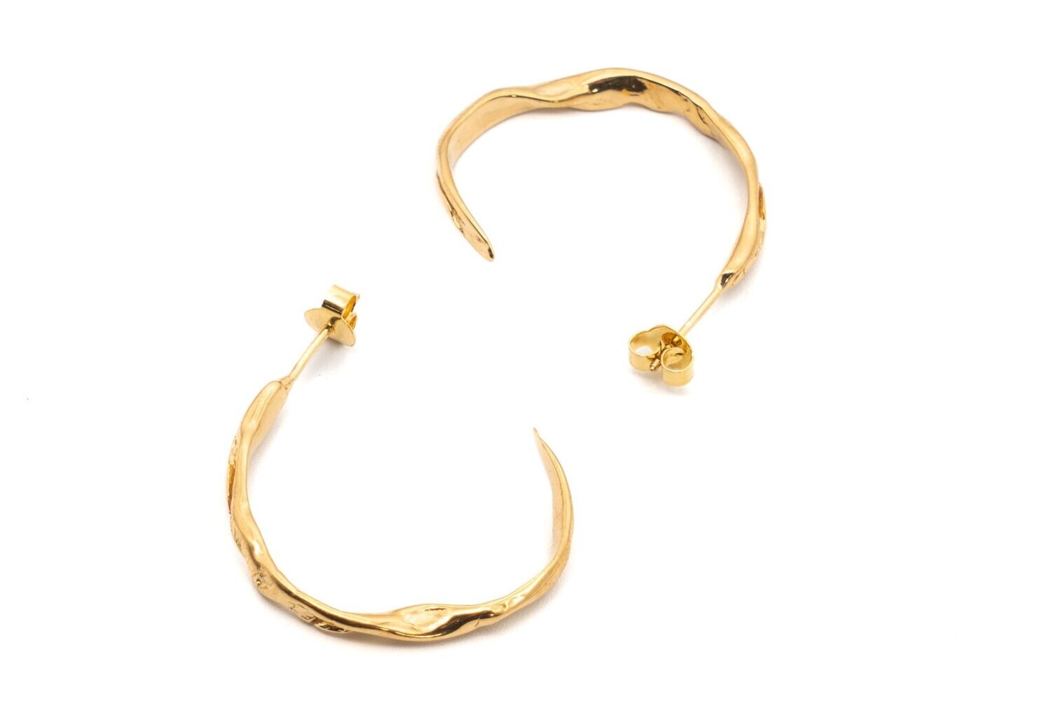 Gold Hoop Wave Earrings