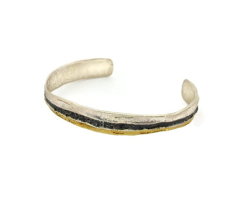 Silver,Oxidised & Gold Bracelet