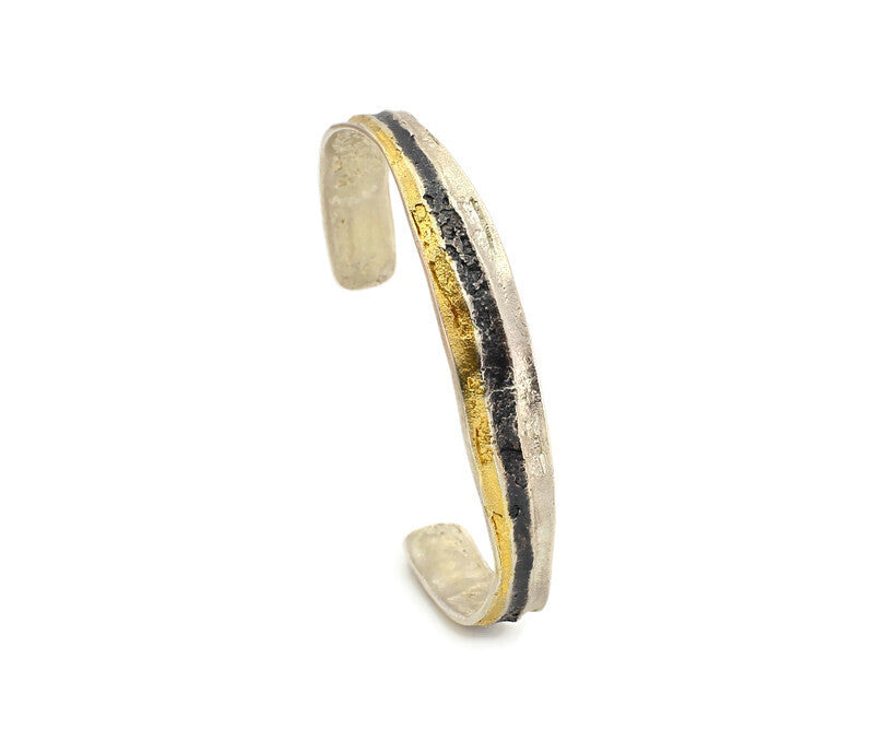 Silver,Oxidised & Gold Bracelet