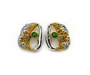 Emerald & Rough Diamond Stud Earrings