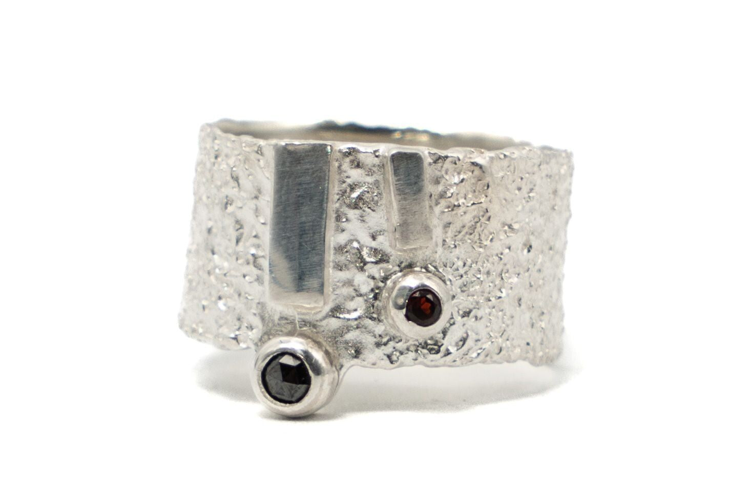 Silver & Black Diamond Ring