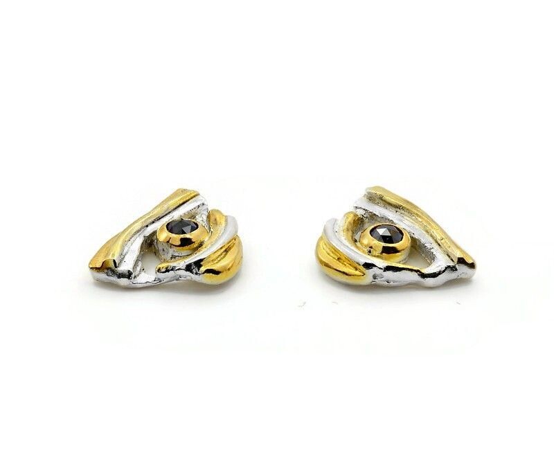 Gold, Silver & Black Diamond Studs