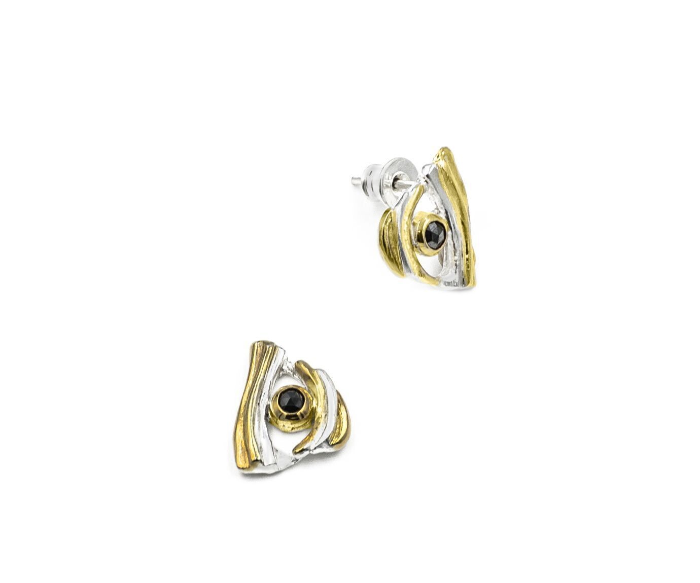 Gold, Silver & Black Diamond Studs