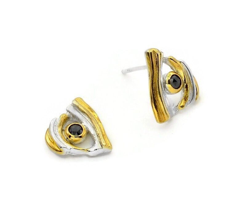Gold, Silver & Black Diamond Studs