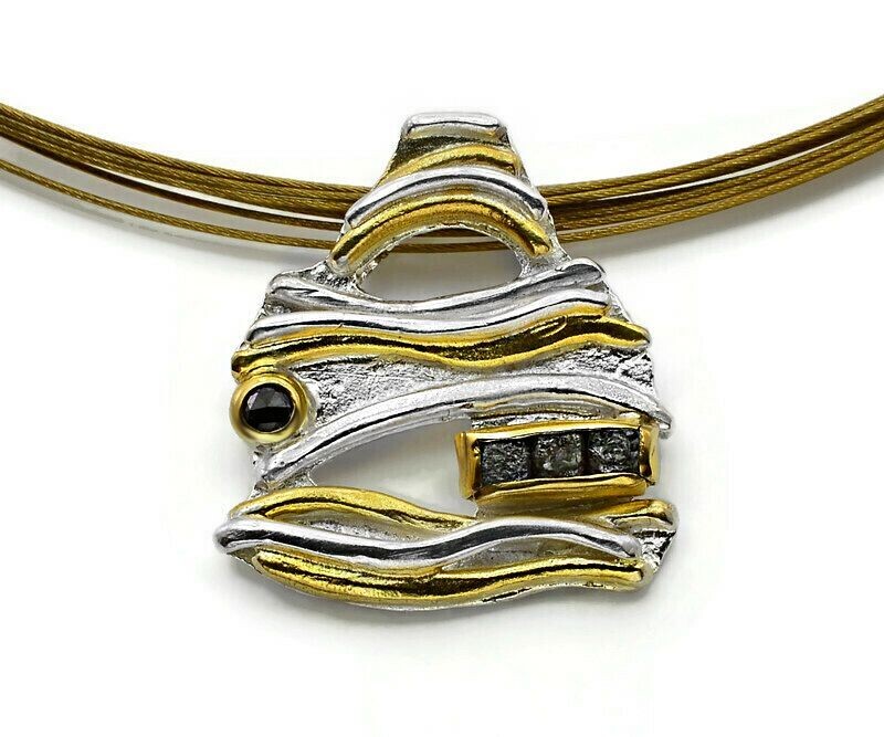 Black & Rough Diamond Pendant