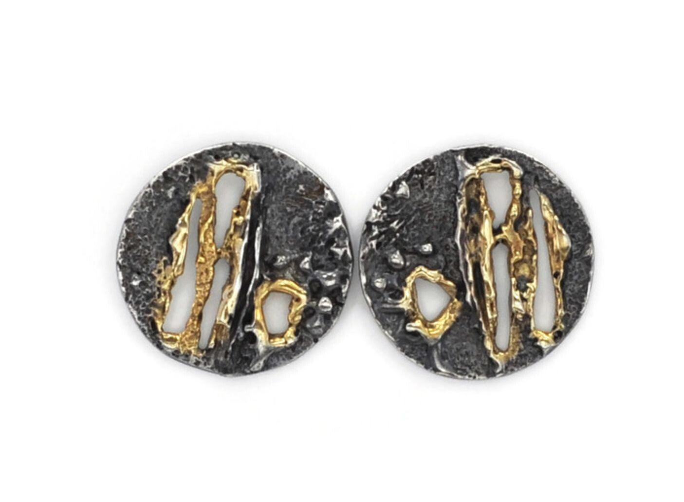 Contemporary Oxidised Textured Earrings
