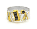 Eva Stone Rough & Black Diamond Ring