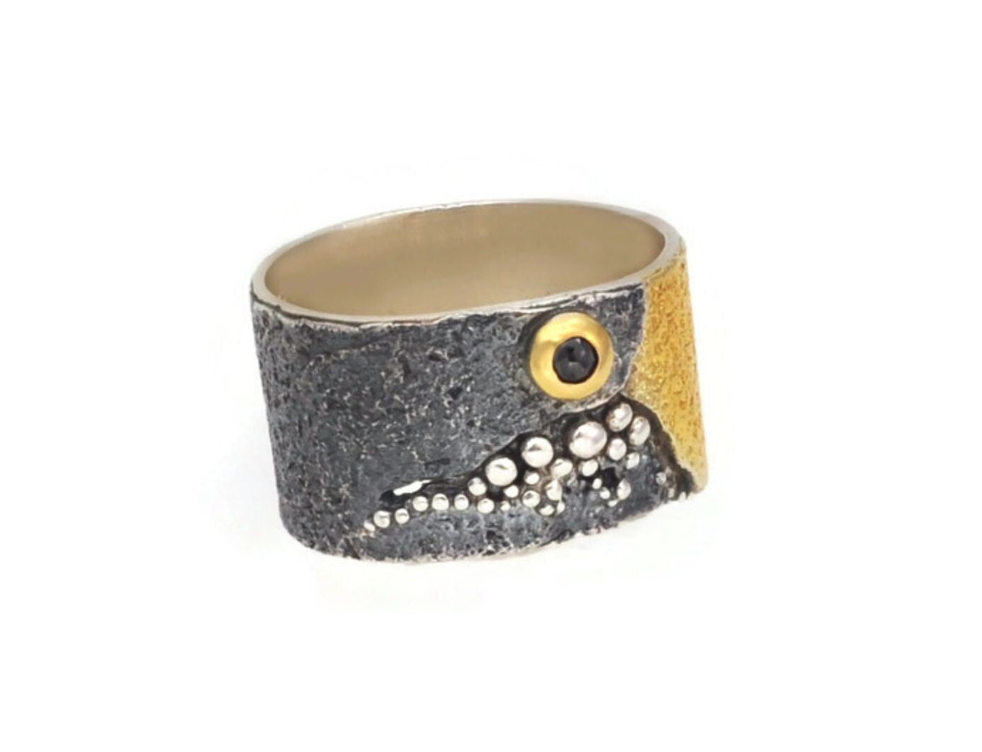 Black Diamond Textured Ring
