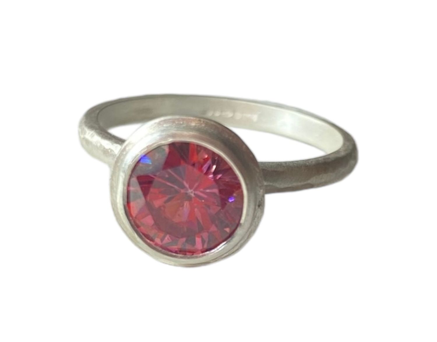 Pink Zirconia and Silver Ring