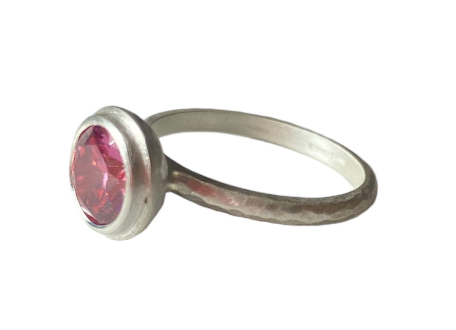 Pink Zirconia and Silver Ring