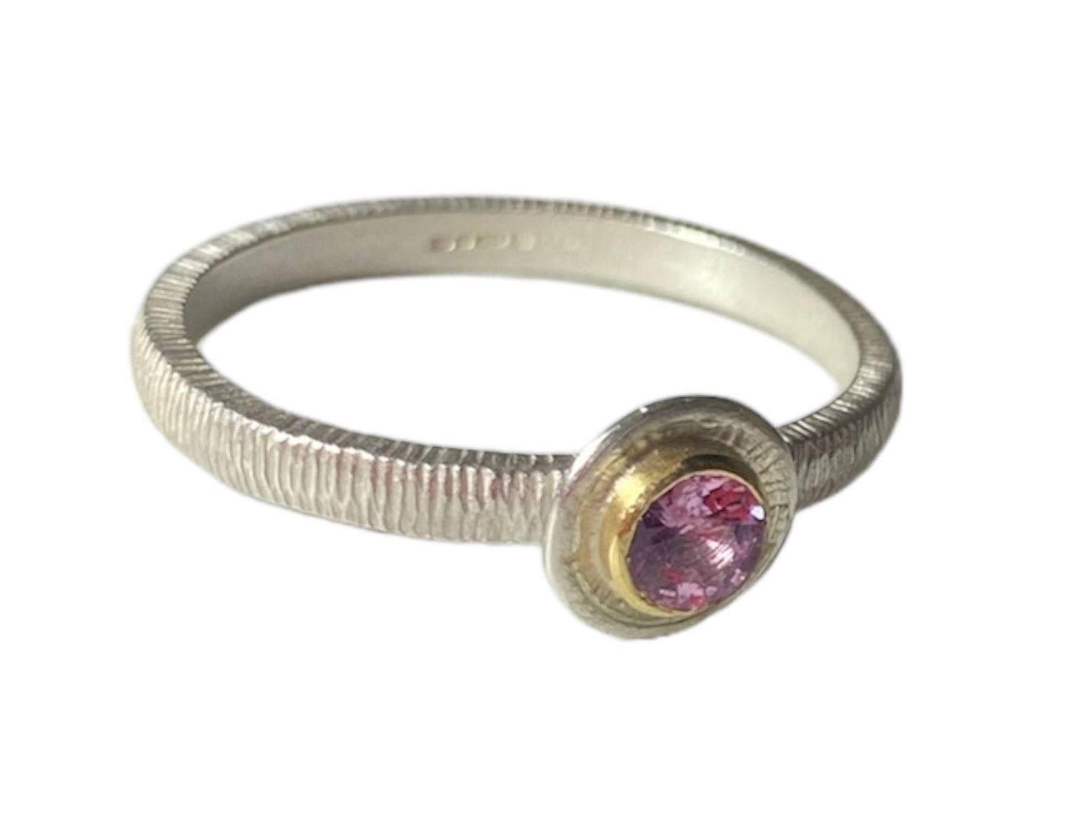 Dainty Pink Tourmaline & Silver Ring