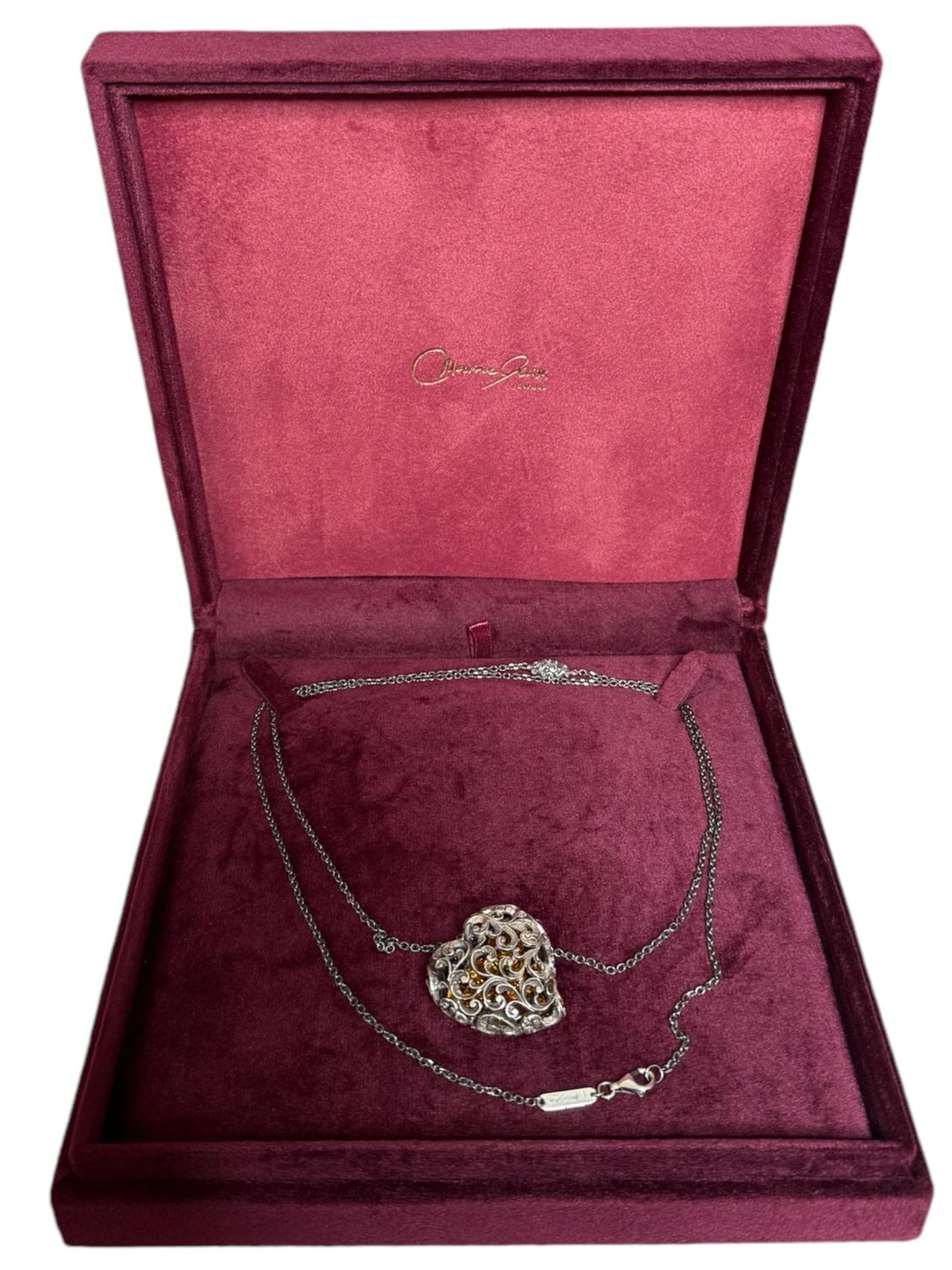 Carved Silver Heart with Citrine Inside