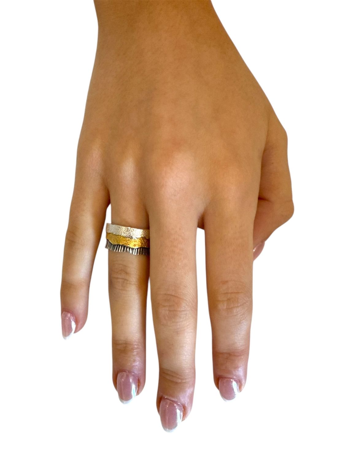 Three tone designer ring
