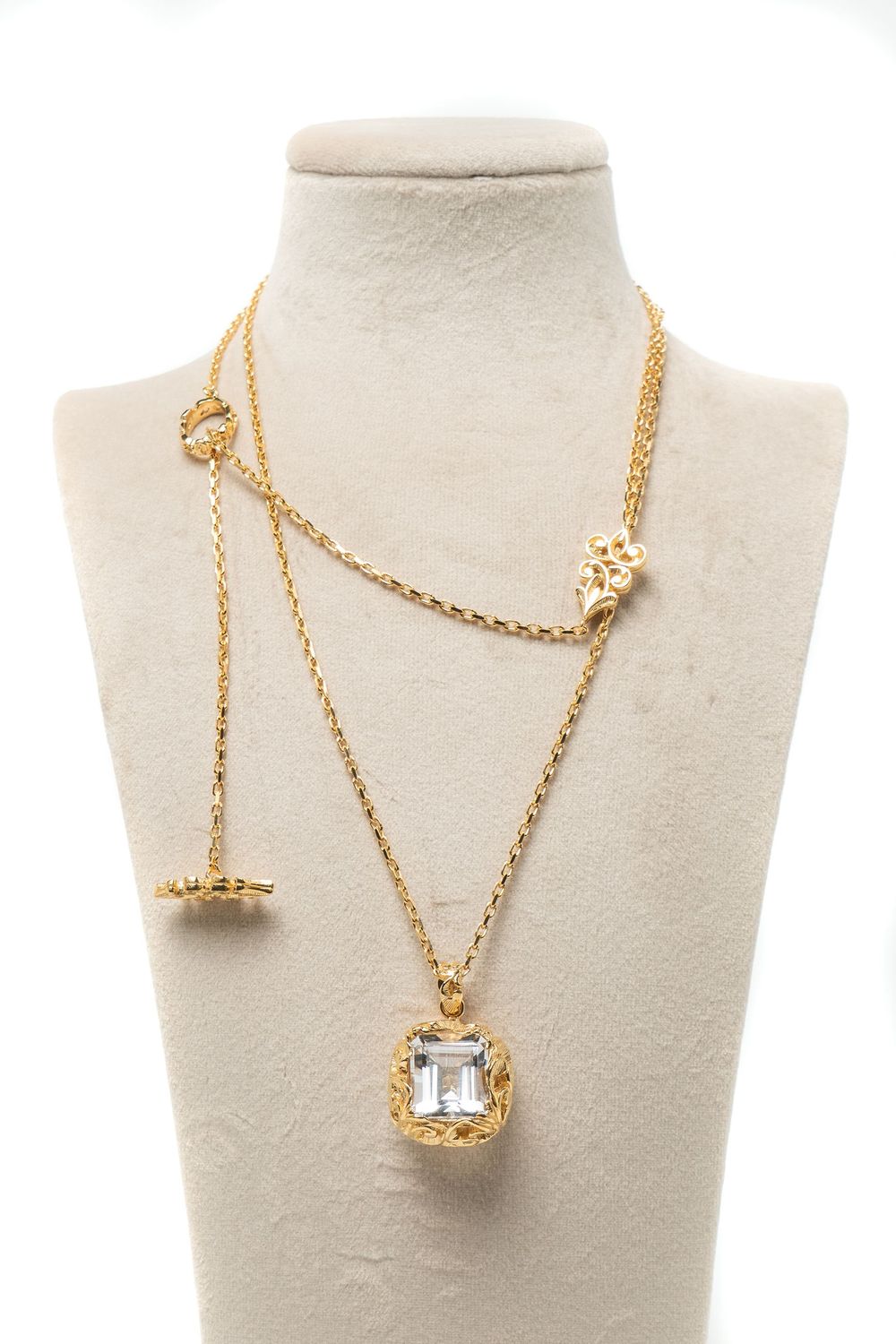 Gold Necklace with Large Rock Crystal