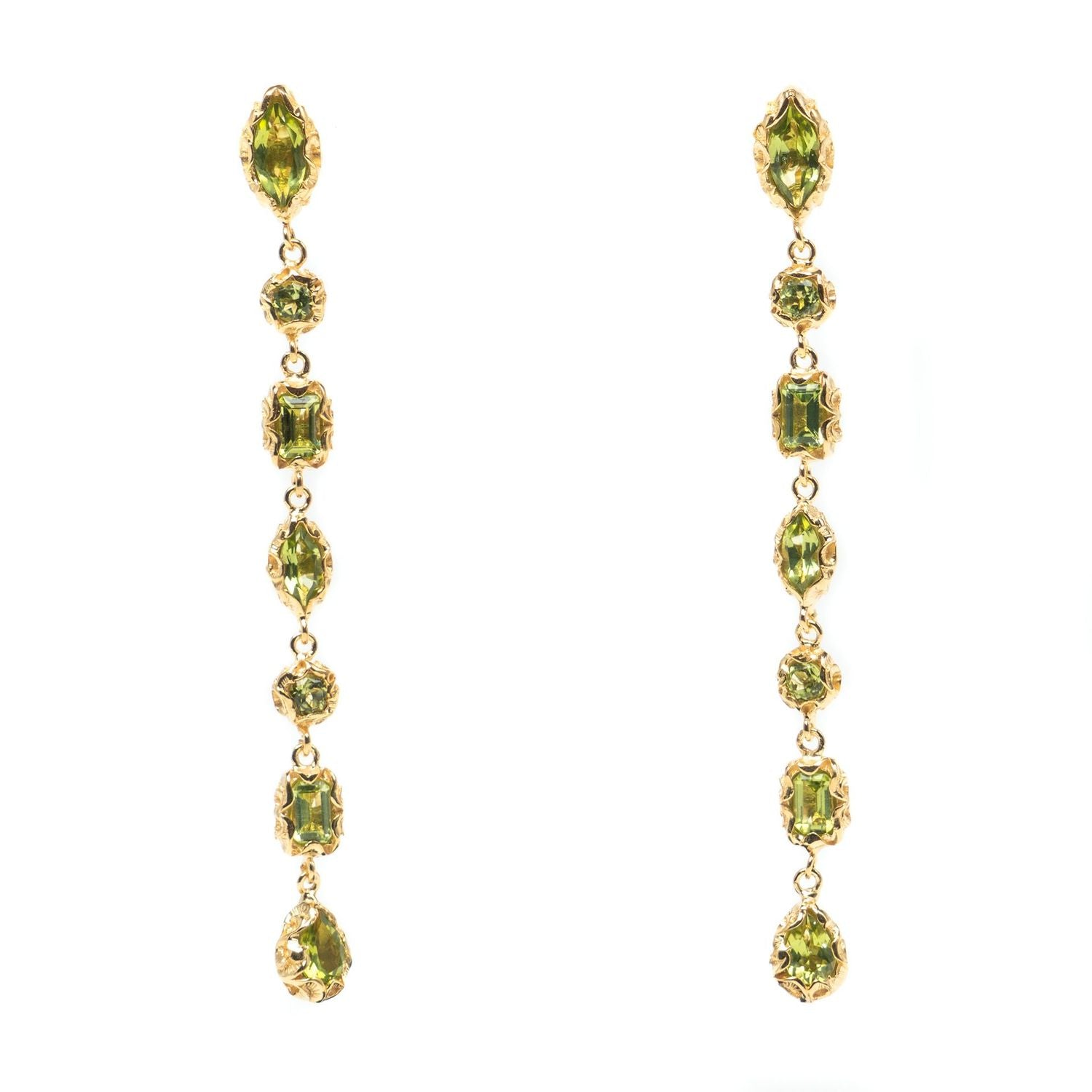 Statement Gold Peridot Drop Earrings