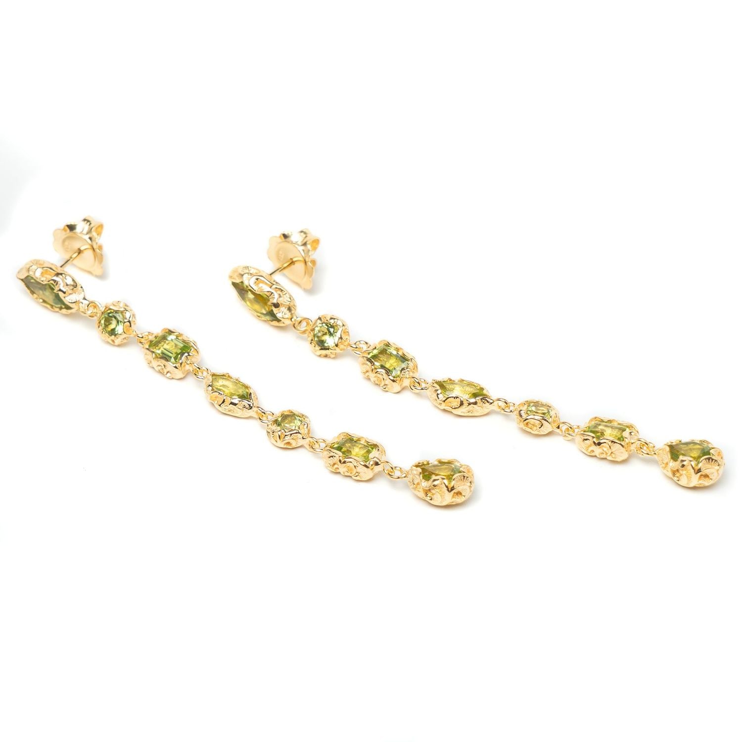 Statement Gold Peridot Drop Earrings
