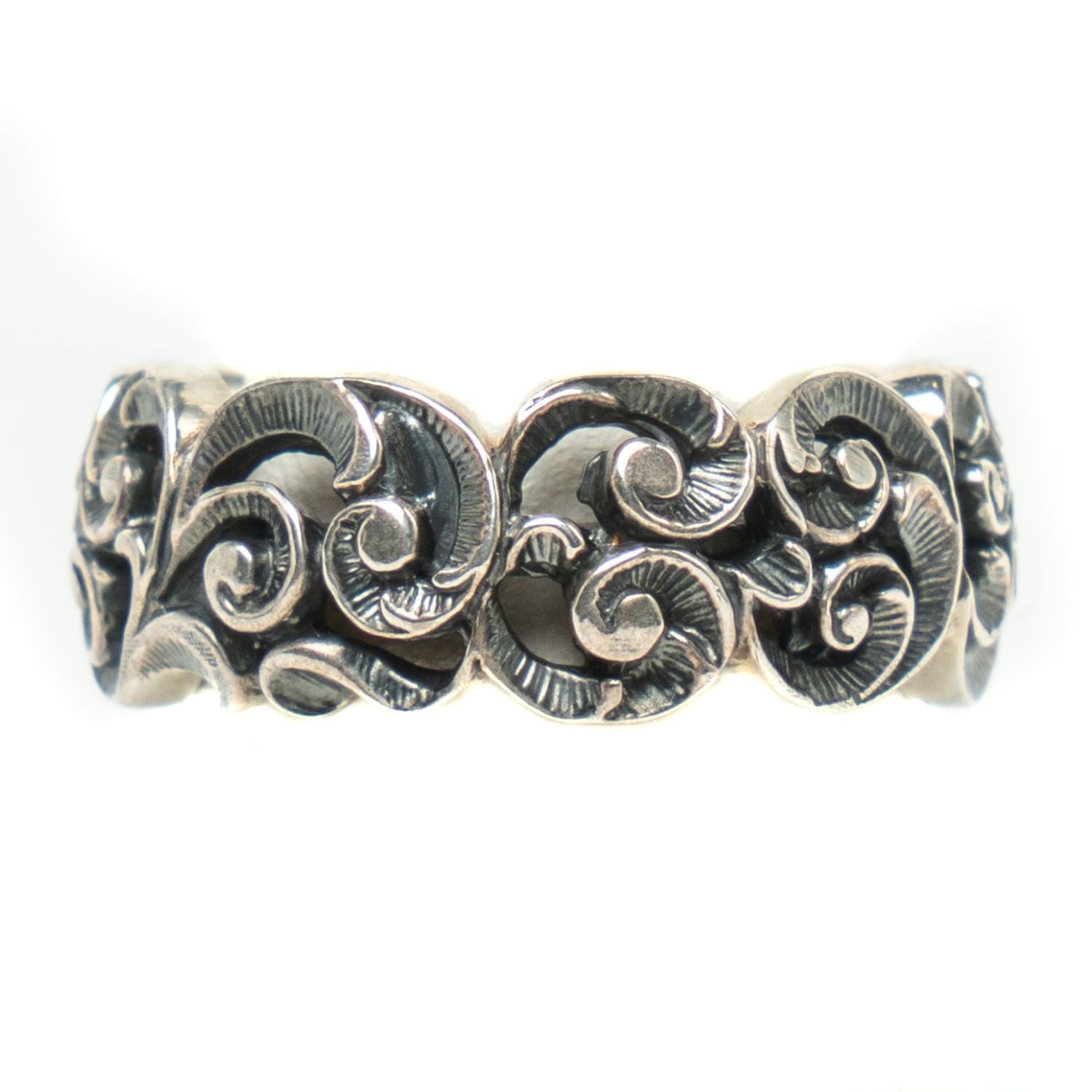 Carved Silver Band Ring