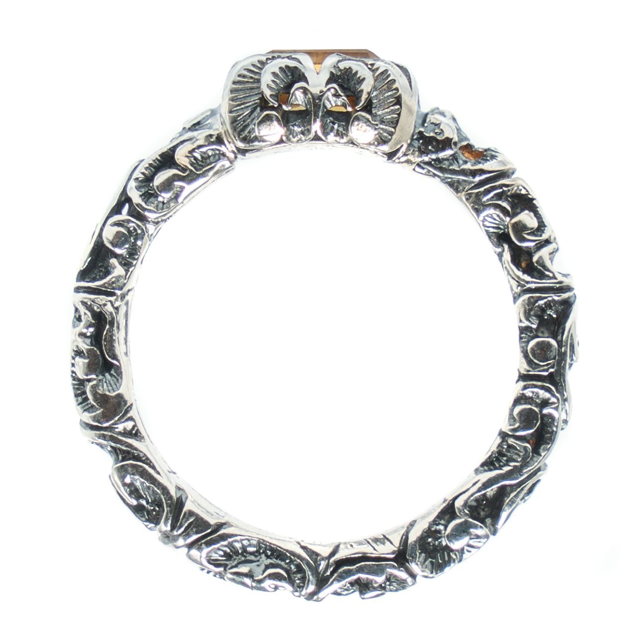 Citrine Silver Carved Ring