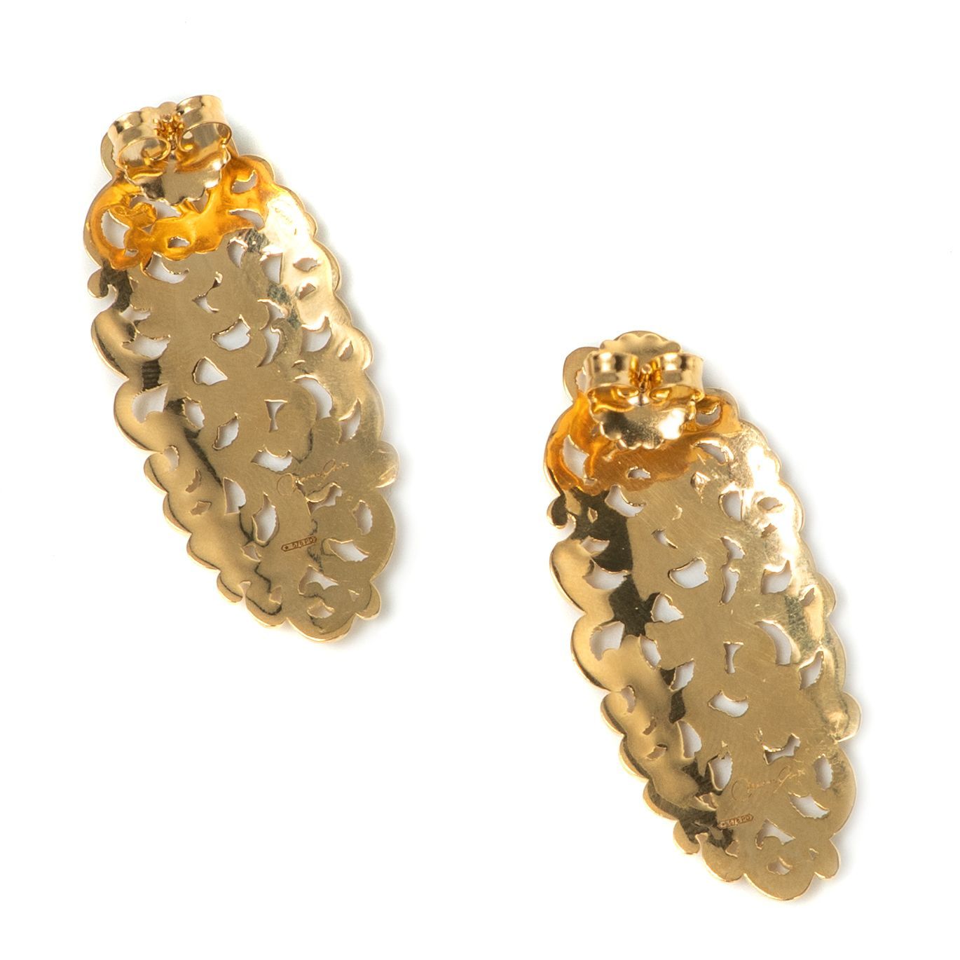 Oval rosone gold earrings