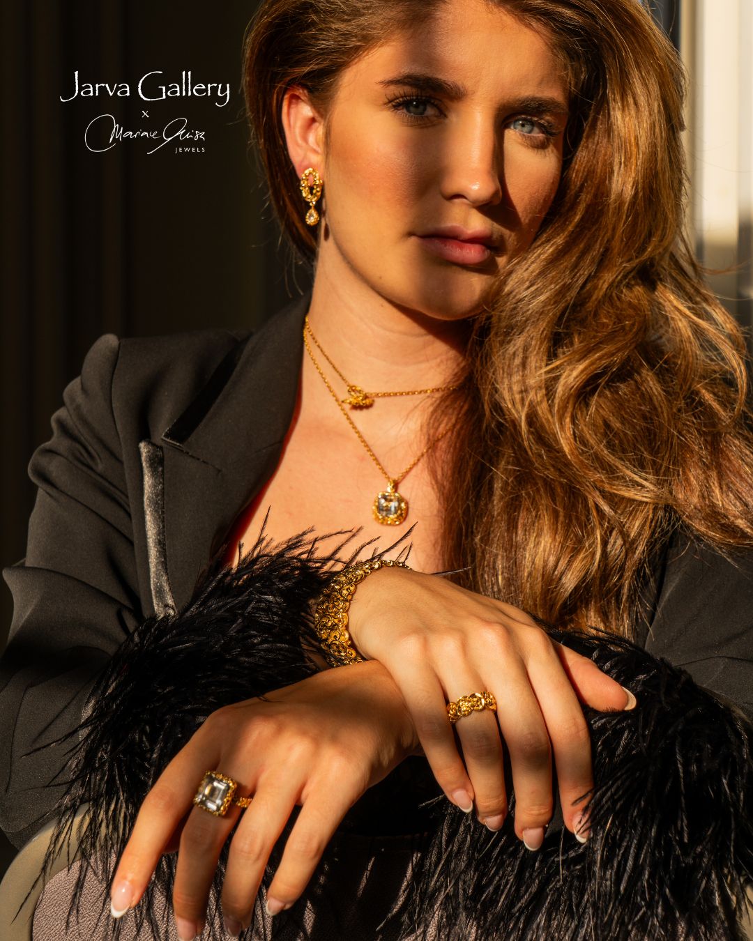 Gold Necklace with Large Rock Crystal