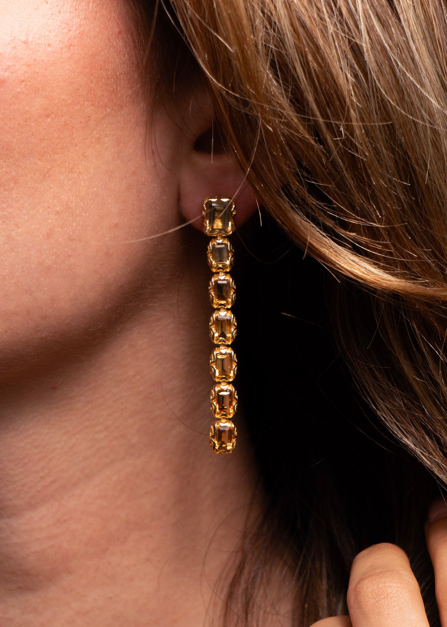 Maria e Luisa Citrine Gold Drop Earrings in Gold Vermeil