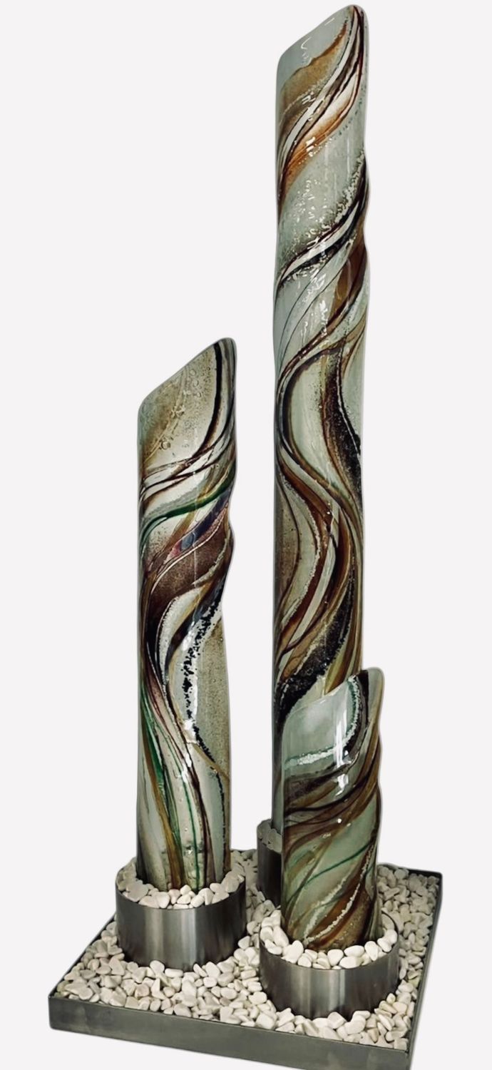 Set of three glass columns browns