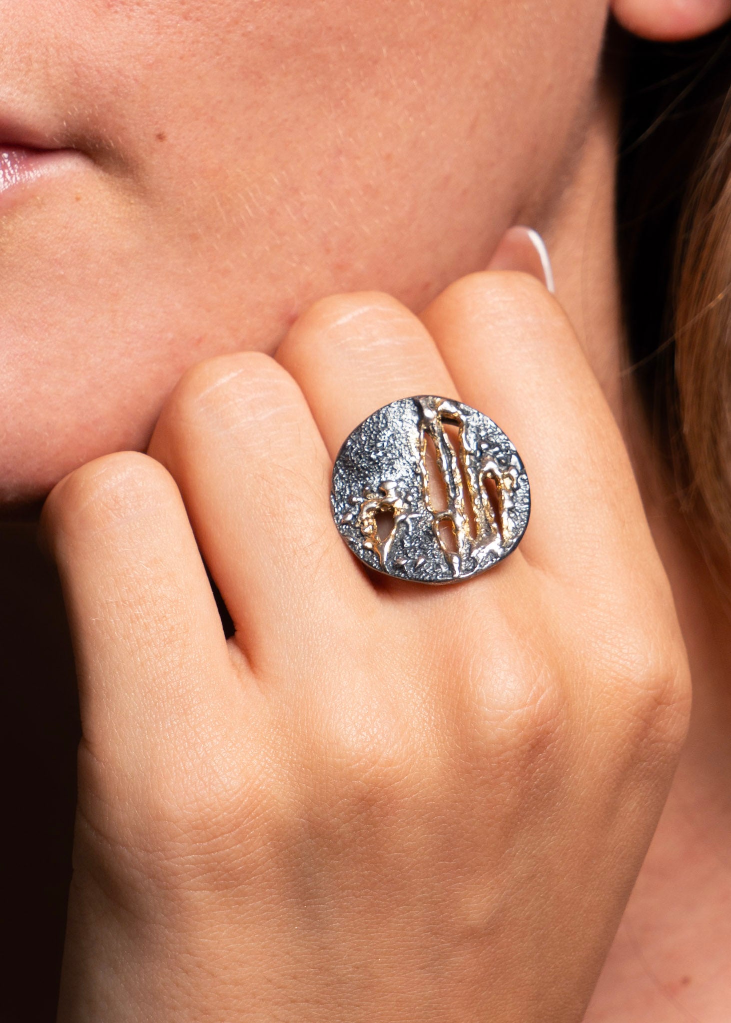 Eva Stone Organic Textured Statement Ring