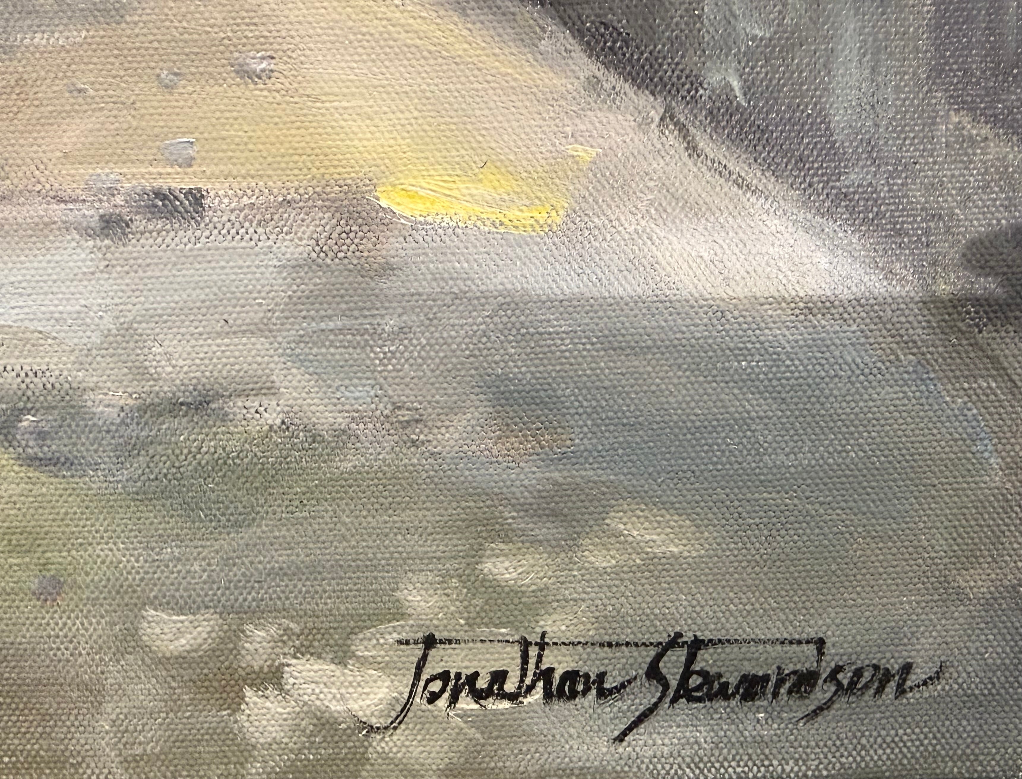 Close up of painting with artist  Signature
