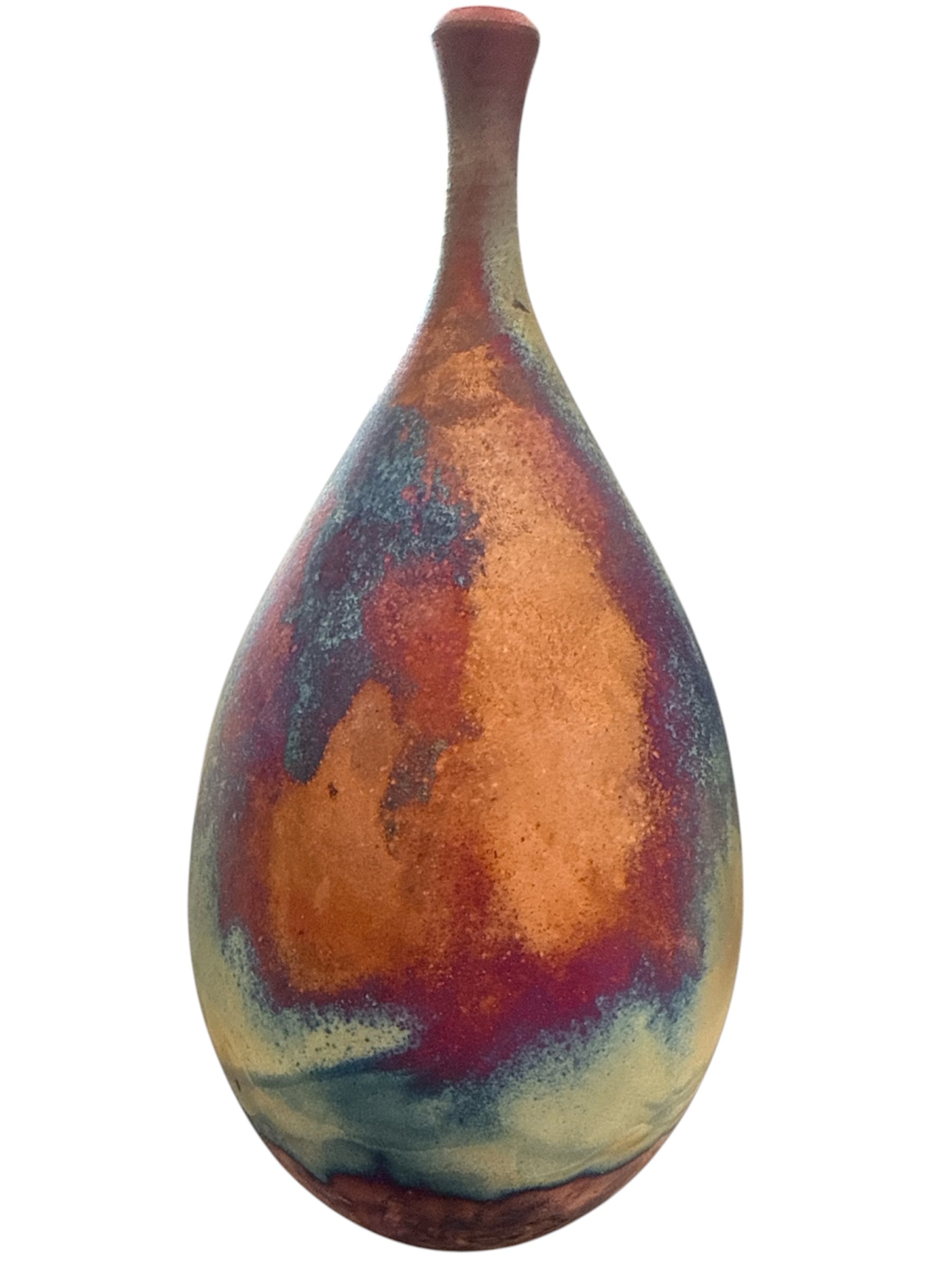 Copper Raku Tear Drop Vessel