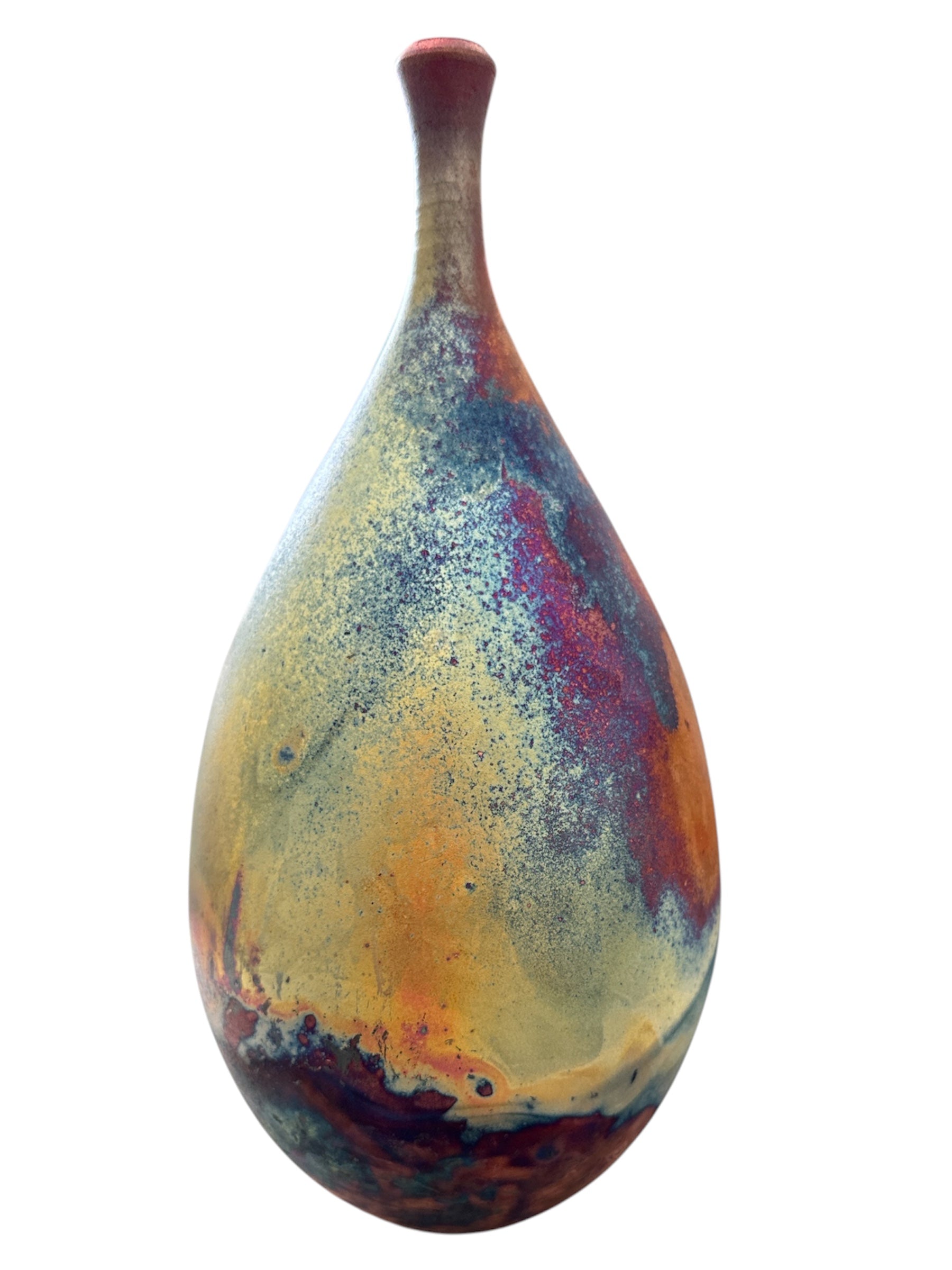 Copper Raku Tear Drop Vessel