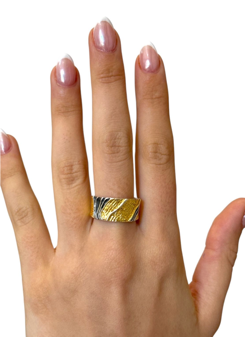 Eva Stone Textured Gold Vermeil Statement Ring in Sterling Silver