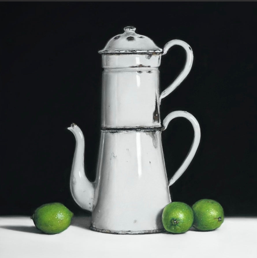 White Coffee Pot & Limes