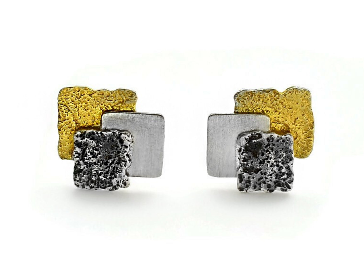 Eva Stone Silver, Geometric Stud Earrings