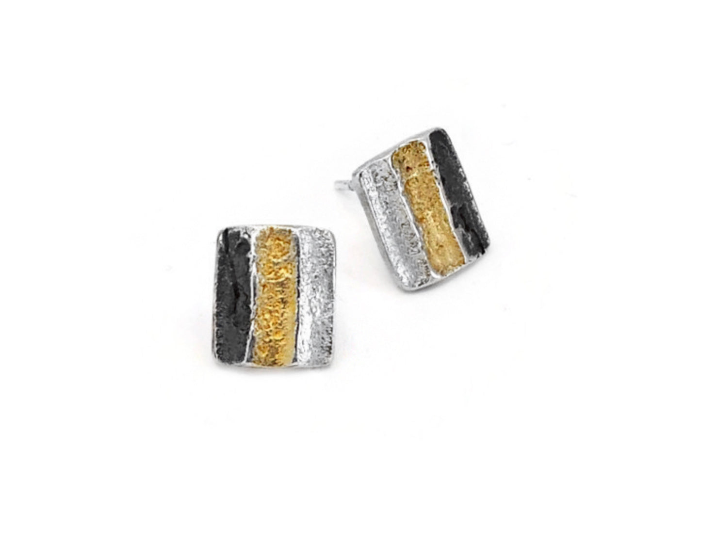 Silver gold & oxidised studs