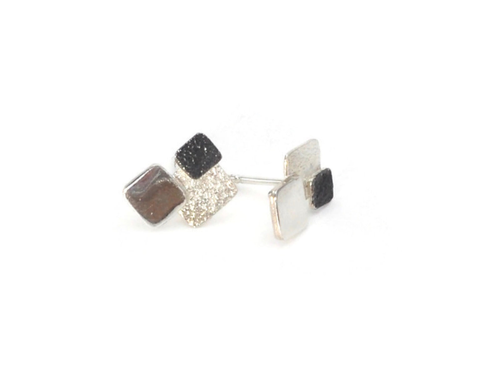 Eva Stone Layered Silver Studs