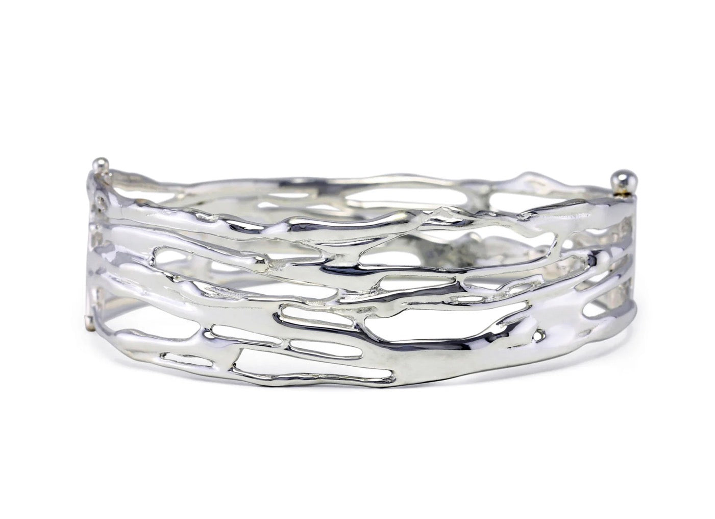 Organic Sterling Silver Hinged Bangle