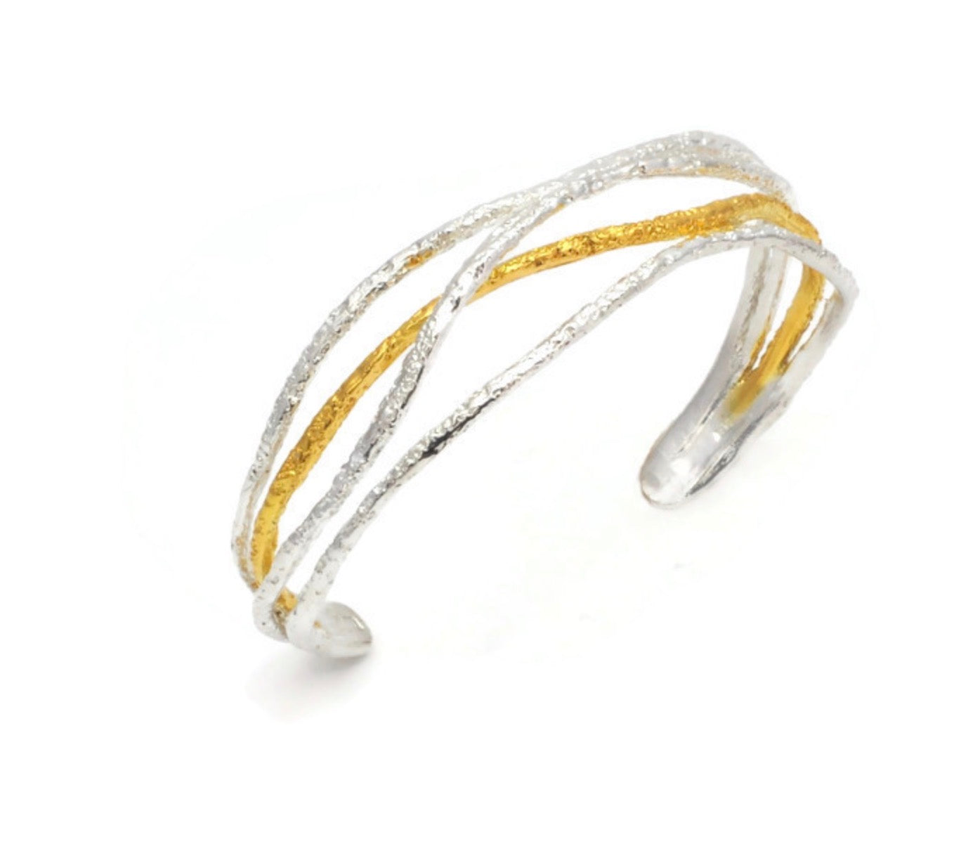 Sterling Silver & Gold Vermeil Open Cuff Bracelet