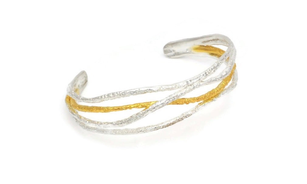 Sterling Silver & Gold Vermeil Open Cuff Bracelet