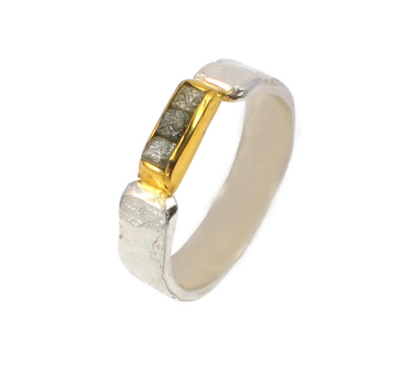 Rough Diamond Sterling Silver & Gold Vermeil Ring