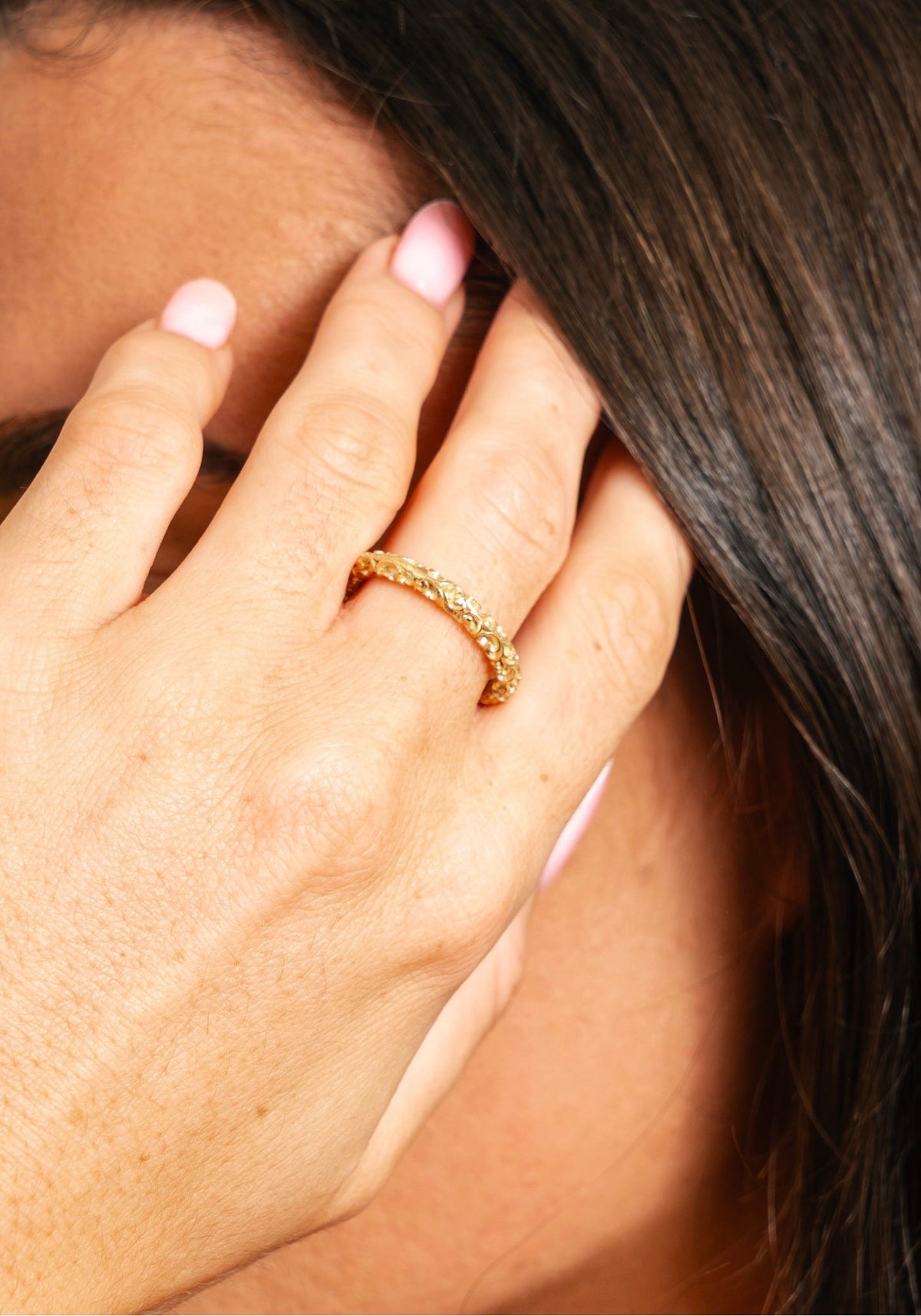 Maria e Luisa Hand Engrave Sterling Silver Gold Vermeil Ring