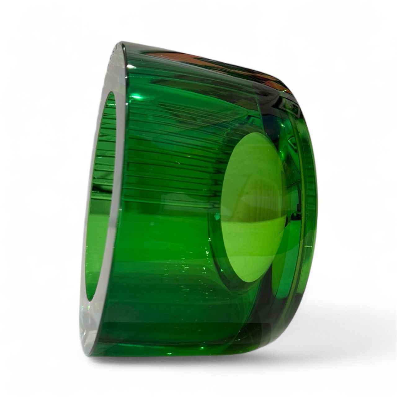 Green transparent ring on a white background