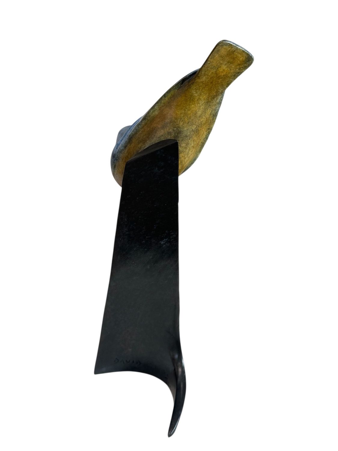 Wooden handle with a black base on a white background